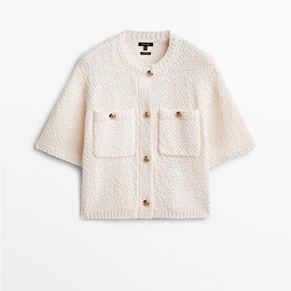 Sold out ❌Massimo Dutti Short sleeve knit cardigan with pockets - Picture 2 of 11